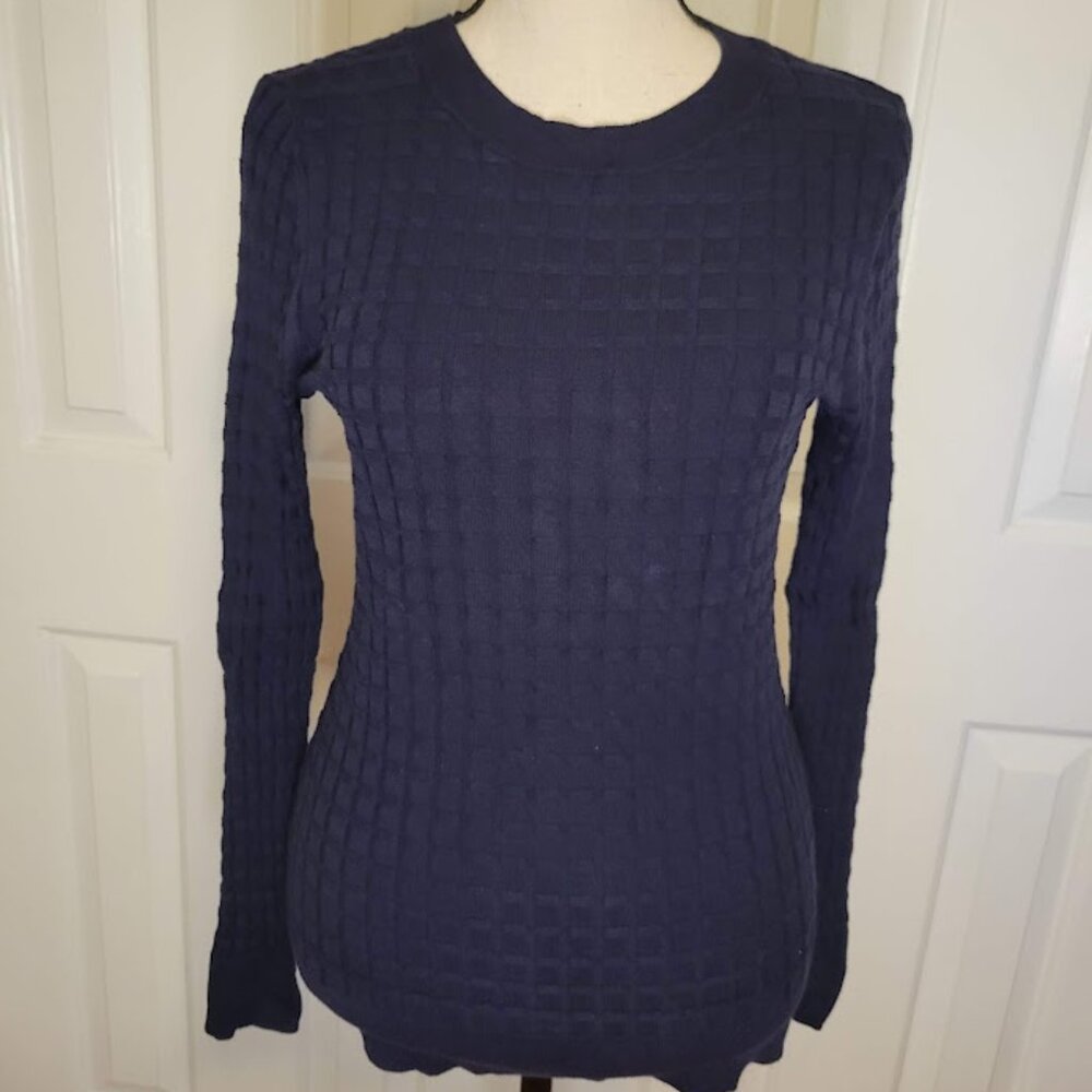 Ann Taylor Factory Navy Textured Knit Sweater – Size S (NWT)